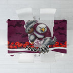 Personalized Sea Eagles ANZAC Tribute Tablecloth Poppy Field Soldier Silhouette Aboriginal Rugby Mascot