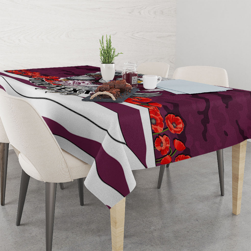 Personalized Sea Eagles ANZAC Tribute Tablecloth Poppy Field Soldier Silhouette Aboriginal Rugby Mascot