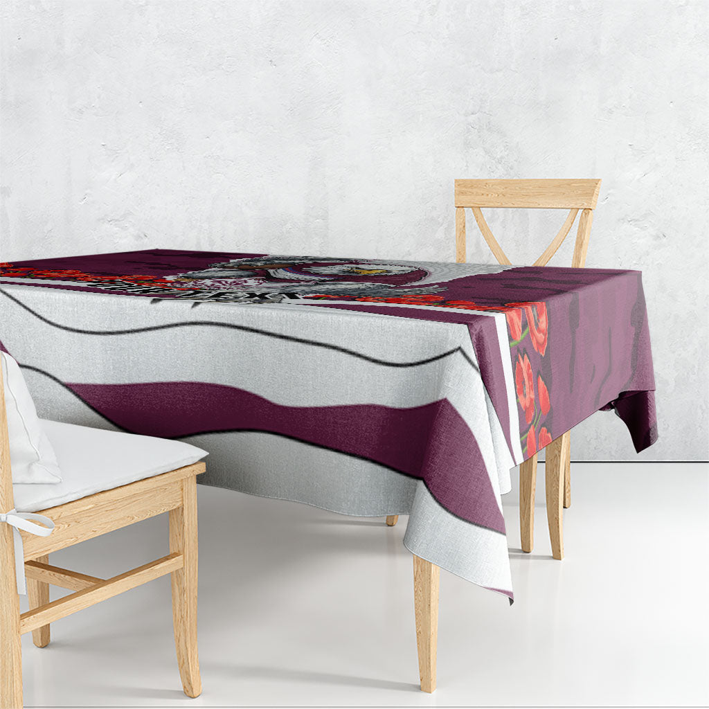 Personalized Sea Eagles ANZAC Tribute Tablecloth Poppy Field Soldier Silhouette Aboriginal Rugby Mascot