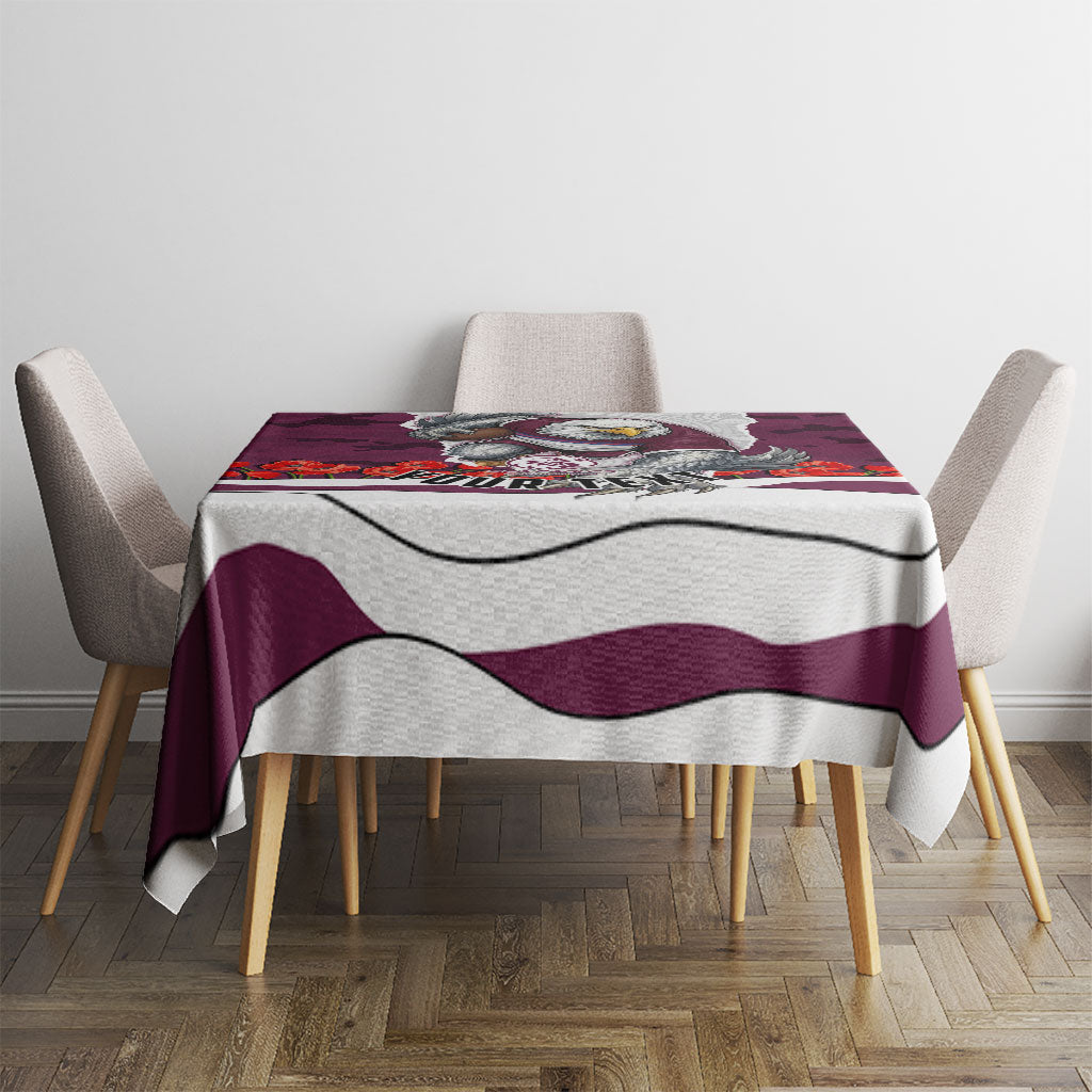 Personalized Sea Eagles ANZAC Tribute Tablecloth Poppy Field Soldier Silhouette Aboriginal Rugby Mascot