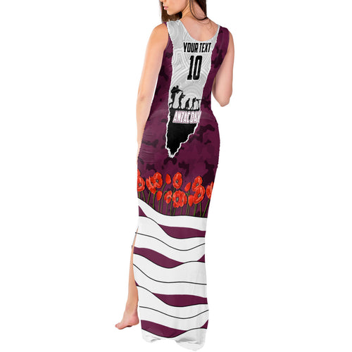 Personalized Sea Eagles ANZAC Tribute Tank Maxi Dress Poppy Field Soldier Silhouette Aboriginal Rugby Mascot