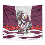 Personalized Sea Eagles ANZAC Tribute Tapestry Poppy Field Soldier Silhouette Aboriginal Rugby Mascot