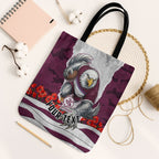 Personalized Sea Eagles ANZAC Tribute Tote Bag Poppy Field Soldier Silhouette Aboriginal Rugby Mascot
