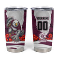 Personalized Sea Eagles ANZAC Tribute Tumbler Cup Poppy Field Soldier Silhouette Aboriginal Rugby Mascot