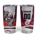Personalized Sea Eagles ANZAC Tribute Tumbler Cup Poppy Field Soldier Silhouette Aboriginal Rugby Mascot