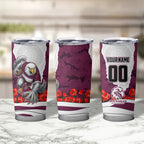 Personalized Sea Eagles ANZAC Tribute Tumbler Cup Poppy Field Soldier Silhouette Aboriginal Rugby Mascot