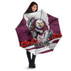 Personalized Sea Eagles ANZAC Tribute Umbrella Poppy Field Soldier Silhouette Aboriginal Rugby Mascot