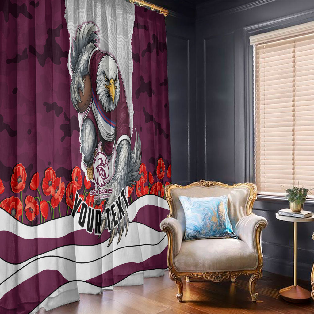 Personalized Sea Eagles ANZAC Tribute Window Curtain Poppy Field Soldier Silhouette Aboriginal Rugby Mascot