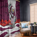 Personalized Sea Eagles ANZAC Tribute Window Curtain Poppy Field Soldier Silhouette Aboriginal Rugby Mascot