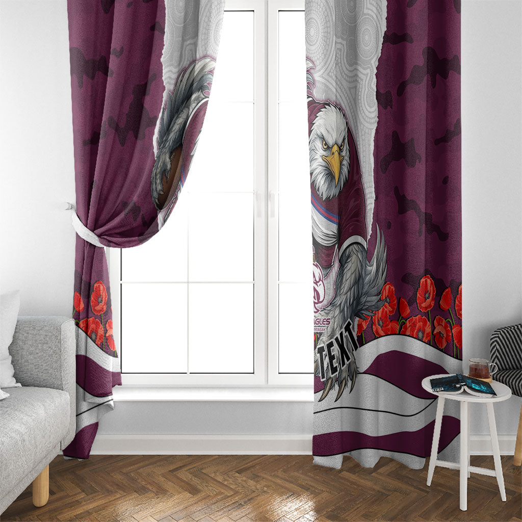 Personalized Sea Eagles ANZAC Tribute Window Curtain Poppy Field Soldier Silhouette Aboriginal Rugby Mascot