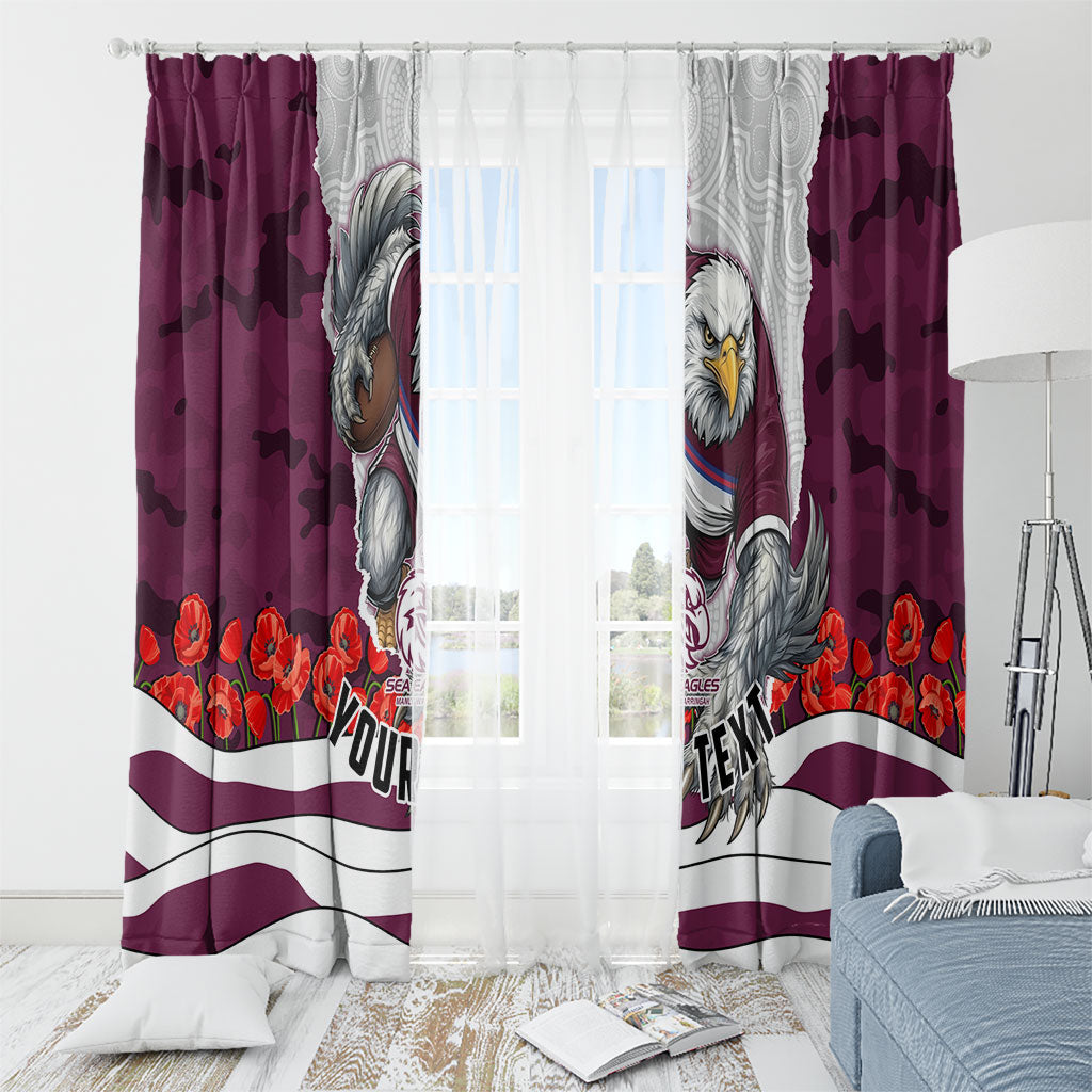 Personalized Sea Eagles ANZAC Tribute Window Curtain Poppy Field Soldier Silhouette Aboriginal Rugby Mascot