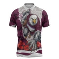 Personalized Sea Eagles ANZAC Tribute Zipper Polo Shirt Poppy Field Soldier Silhouette Aboriginal Rugby Mascot