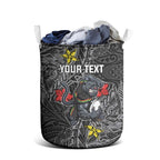 Personalised Penrith Panthers Laundry Basket Polynesian Tribal Pattern With Rugby Panther Mascot Art