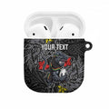 Personalised Penrith Panthers AirPods Case Polynesian Tribal Pattern With Rugby Panther Mascot Art