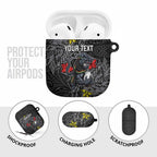 Personalised Penrith Panthers AirPods Case Polynesian Tribal Pattern With Rugby Panther Mascot Art