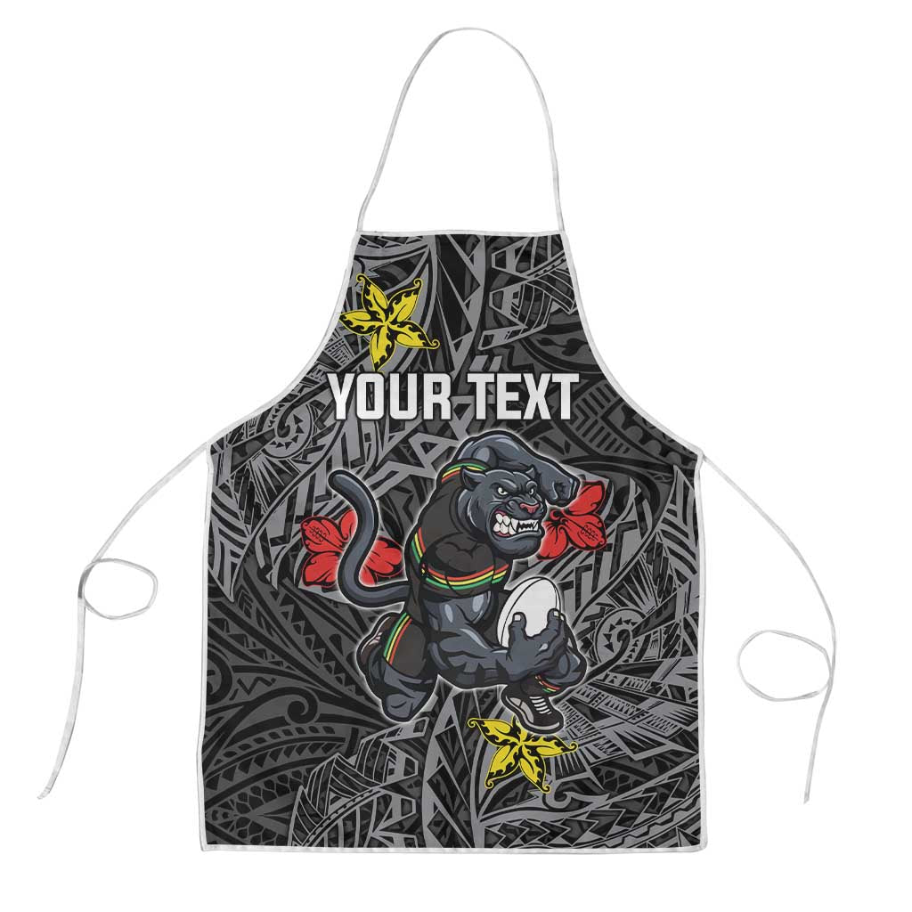 Personalised Penrith Panthers Apron Polynesian Tribal Pattern With Rugby Panther Mascot Art