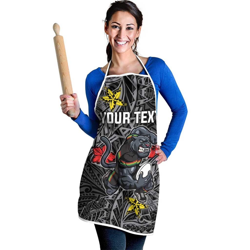 Personalised Penrith Panthers Apron Polynesian Tribal Pattern With Rugby Panther Mascot Art