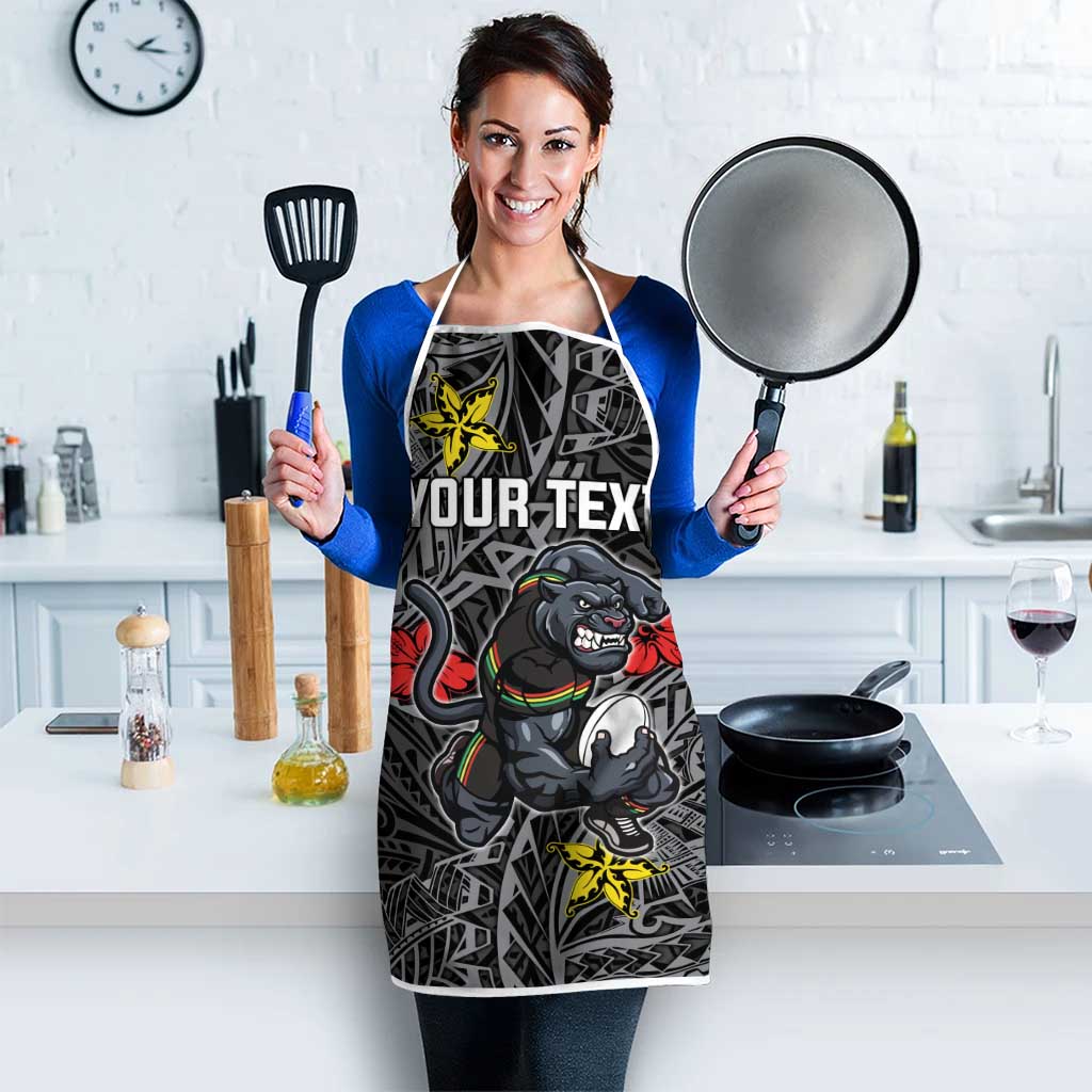 Personalised Penrith Panthers Apron Polynesian Tribal Pattern With Rugby Panther Mascot Art