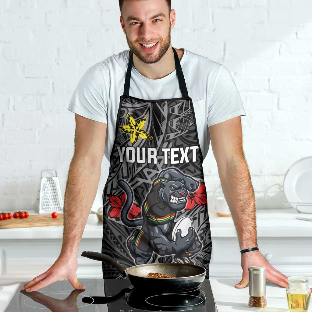 Personalised Penrith Panthers Apron Polynesian Tribal Pattern With Rugby Panther Mascot Art