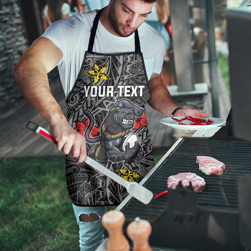 Personalised Penrith Panthers Apron Polynesian Tribal Pattern With Rugby Panther Mascot Art