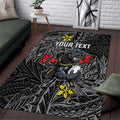Personalised Penrith Panthers Area Rug Polynesian Tribal Pattern With Rugby Panther Mascot Art
