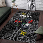 Personalised Penrith Panthers Area Rug Polynesian Tribal Pattern With Rugby Panther Mascot Art