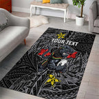 Personalised Penrith Panthers Area Rug Polynesian Tribal Pattern With Rugby Panther Mascot Art