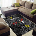 Personalised Penrith Panthers Area Rug Polynesian Tribal Pattern With Rugby Panther Mascot Art