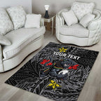 Personalised Penrith Panthers Area Rug Polynesian Tribal Pattern With Rugby Panther Mascot Art