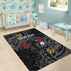 Personalised Penrith Panthers Area Rug Polynesian Tribal Pattern With Rugby Panther Mascot Art