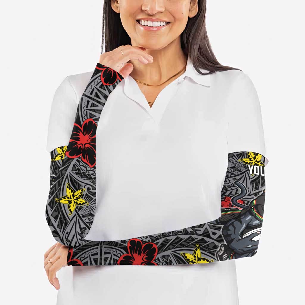 Personalised Penrith Panthers Arm Sleeves Polynesian Tribal Pattern With Rugby Panther Mascot Art