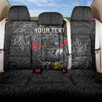 Personalised Penrith Panthers Back Car Seat Cover Polynesian Tribal Pattern With Rugby Panther Mascot Art