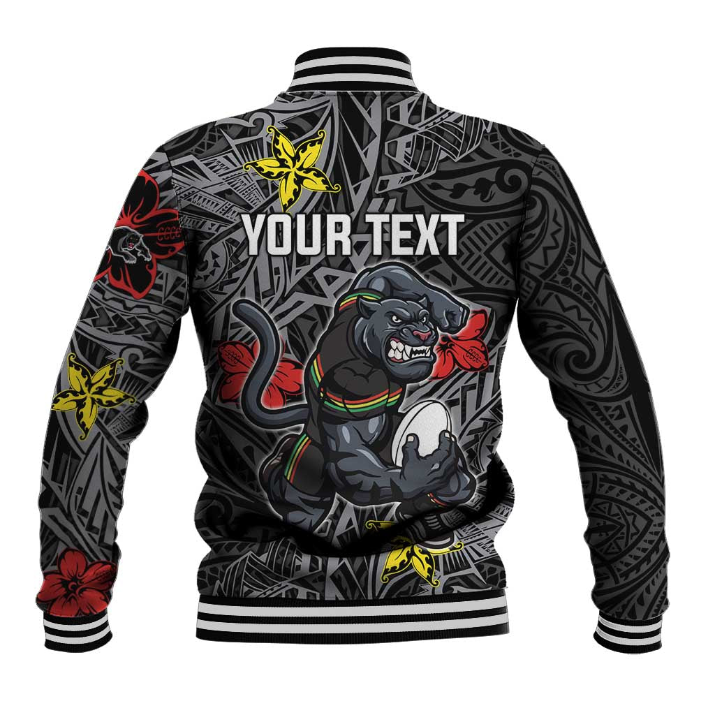 Personalised Penrith Panthers Baseball Jacket Polynesian Tribal Pattern With Rugby Panther Mascot Art