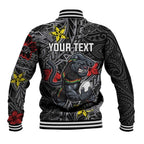 Personalised Penrith Panthers Baseball Jacket Polynesian Tribal Pattern With Rugby Panther Mascot Art