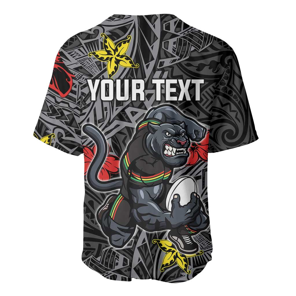 Personalised Penrith Panthers Baseball Jersey Polynesian Tribal Pattern With Rugby Panther Mascot Art