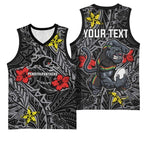 Personalised Penrith Panthers Basketball Jersey Polynesian Tribal Pattern With Rugby Panther Mascot Art