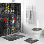 Personalised Penrith Panthers Bathroom Set Polynesian Tribal Pattern With Rugby Panther Mascot Art