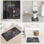 Personalised Penrith Panthers Bathroom Set Polynesian Tribal Pattern With Rugby Panther Mascot Art