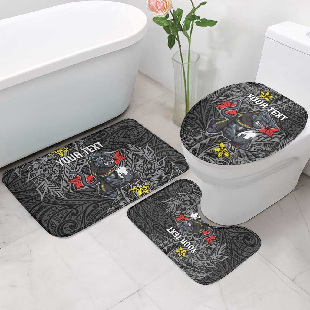 Personalised Penrith Panthers Bathroom Set Polynesian Tribal Pattern With Rugby Panther Mascot Art