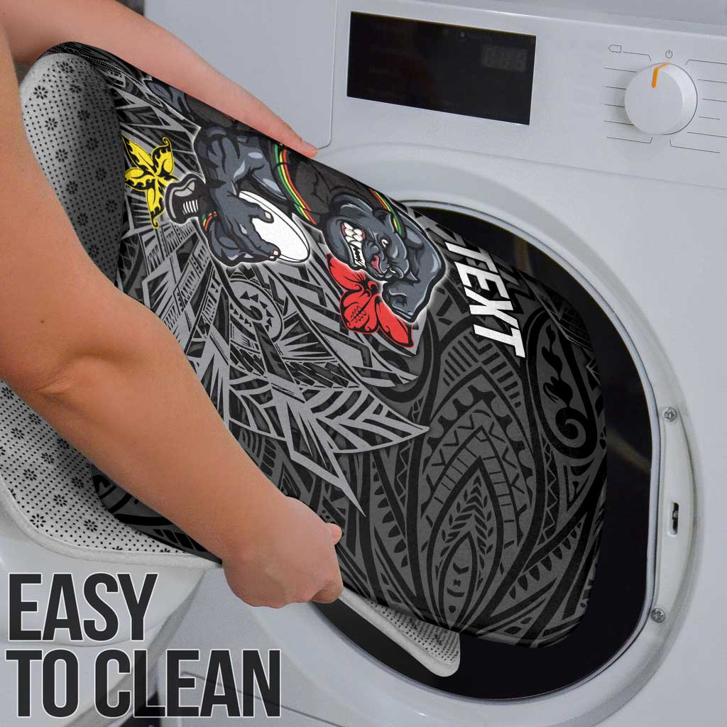 Personalised Penrith Panthers Bathroom Set Polynesian Tribal Pattern With Rugby Panther Mascot Art