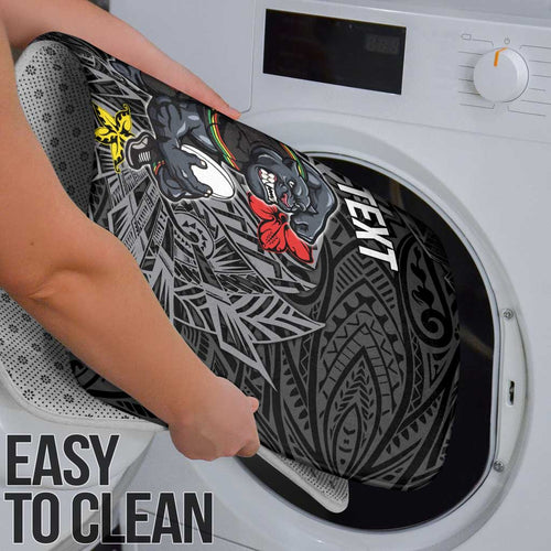 Personalised Penrith Panthers Bathroom Set Polynesian Tribal Pattern With Rugby Panther Mascot Art