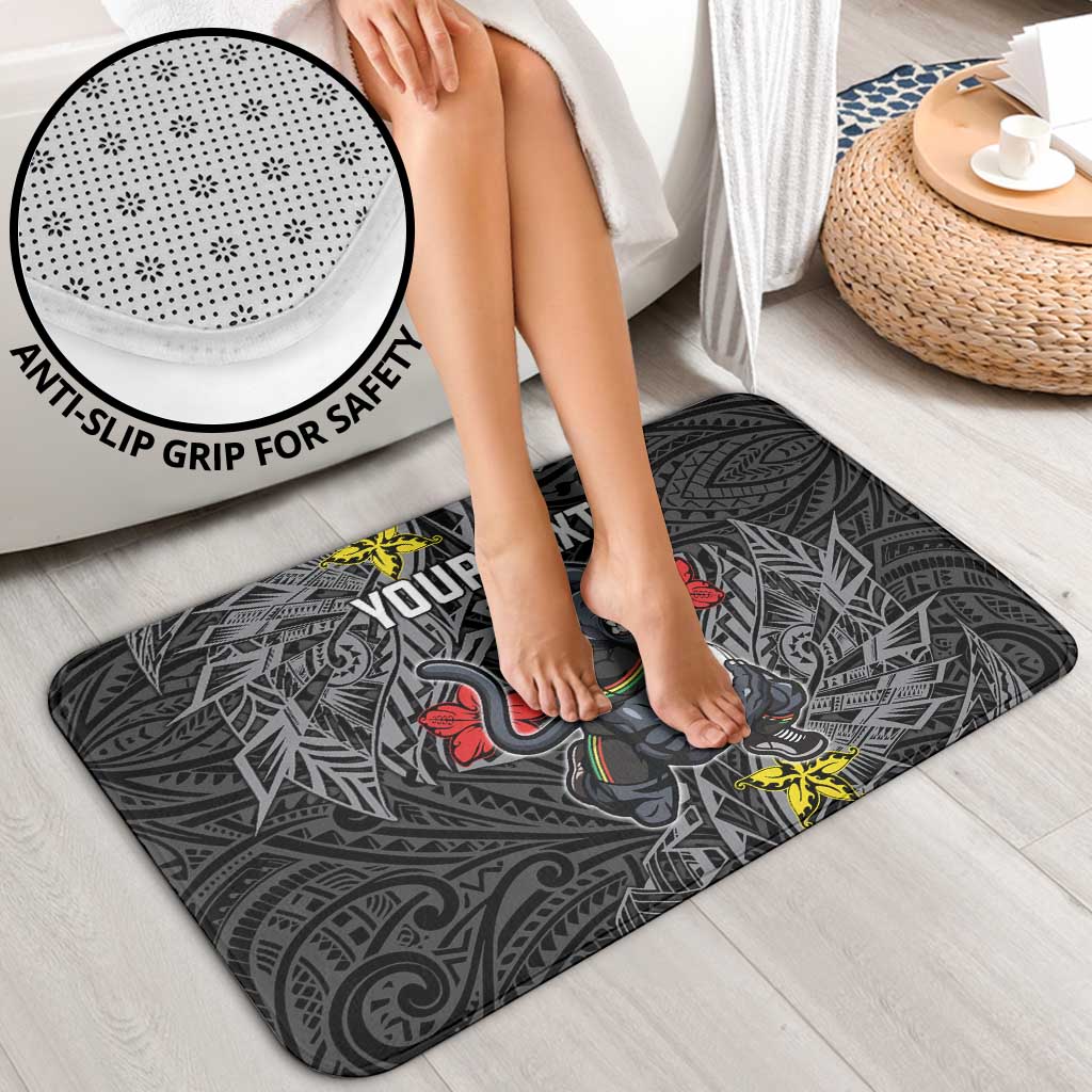 Personalised Penrith Panthers Bathroom Set Polynesian Tribal Pattern With Rugby Panther Mascot Art