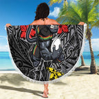Personalised Penrith Panthers Beach Blanket Polynesian Tribal Pattern With Rugby Panther Mascot Art