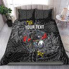 Personalised Penrith Panthers Bedding Set Polynesian Tribal Pattern With Rugby Panther Mascot Art