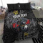 Personalised Penrith Panthers Bedding Set Polynesian Tribal Pattern With Rugby Panther Mascot Art