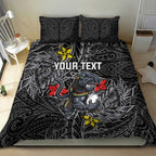 Personalised Penrith Panthers Bedding Set Polynesian Tribal Pattern With Rugby Panther Mascot Art