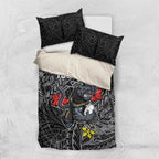 Personalised Penrith Panthers Bedding Set Polynesian Tribal Pattern With Rugby Panther Mascot Art