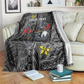 Personalised Penrith Panthers Blanket Polynesian Tribal Pattern With Rugby Panther Mascot Art