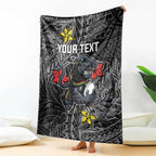 Personalised Penrith Panthers Blanket Polynesian Tribal Pattern With Rugby Panther Mascot Art
