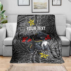 Personalised Penrith Panthers Blanket Polynesian Tribal Pattern With Rugby Panther Mascot Art